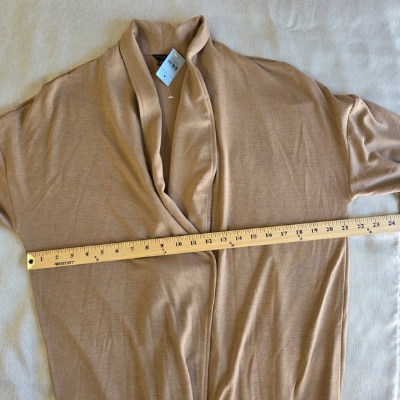 Ann Taylor Cardigan‎ Sweater Petite Large LP Tan Open Front Duster New - Picture 8 of 9